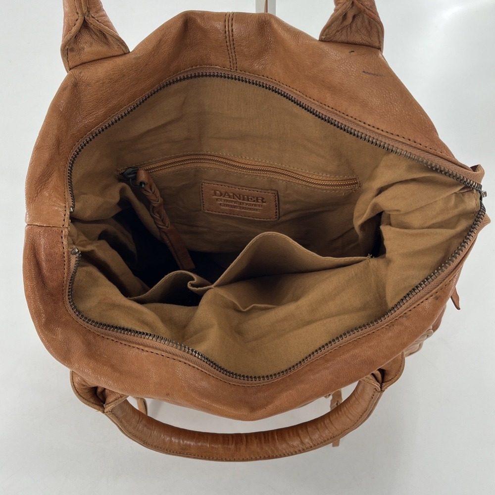 Vintage Danier Tote Large Satchel Bag Compartments‎ Teracotta Honey Brown Purse - Picture 9 of 16